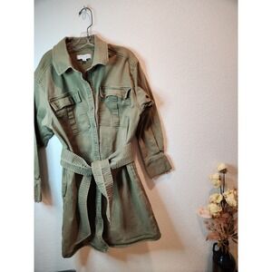 Marissa Webb‎ Olive Utility Shirt Dress Belted Size 6 Twill PTP 21"  stretch